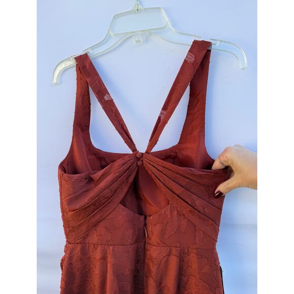 Azazie Mero Terracotta Sheath Pleated Floral Burnout Bridesmaid Formal Dress NWT - Picture 11 of 16